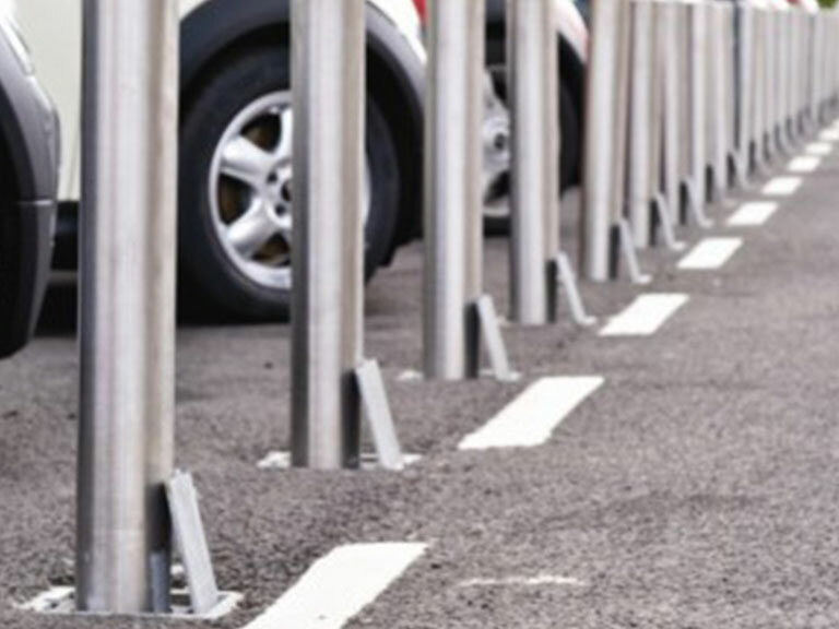 Telescopic Bollards at a Car Dealership