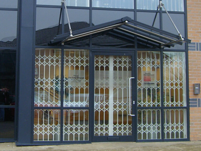 Window Grilles at Office Building Entrance