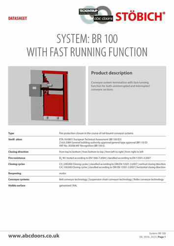 BR 100 - Stöbich Conveyor Fire Protection System (Technical Data) cover