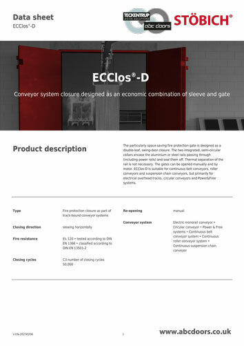 ECClos®-D - Stöbich Conveyor Fire Protection System (Technical Data) cover