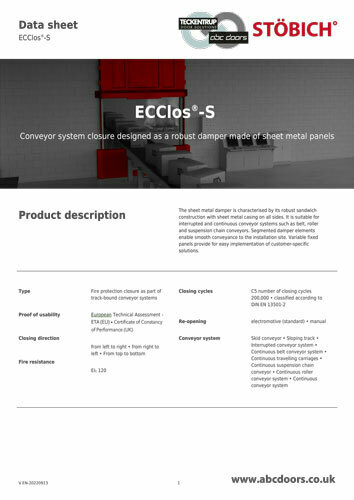 ECClos-S - Stöbich Conveyor Fire Protection System (Technical Data) cover