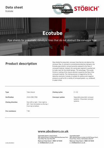 Ecotube - Stöbich Conveyor Fire Protection System (Technical Data) cover
