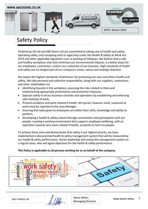 QM-F-MB101-06 Safety Policy cover